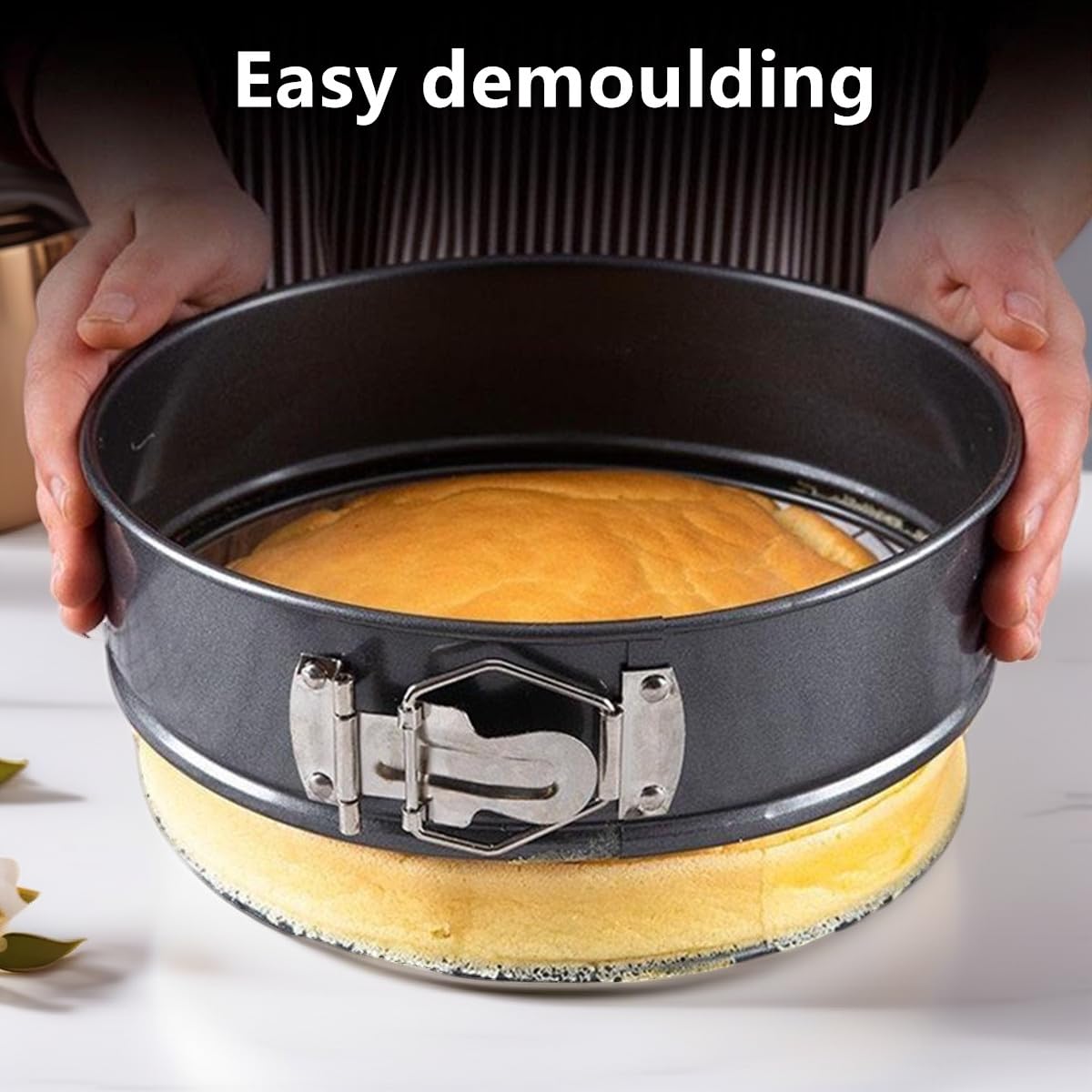 Springform - Molde para tarta de queso con parte inferior extraíble, antiadherente, a prueba de fugas, para tarta de queso (negro, 7, 8, 9 pulgadas)