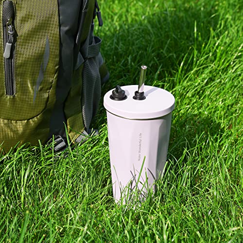 Mucr Iced Coffee Tumbler With Lid And Straw, 20 Oz Stainless Steel Metal Tumbler, Reusable & Vacuum Insulated Travel Cup, Leak-Proof For Cold & Hot Drinks, Purple #TOP6