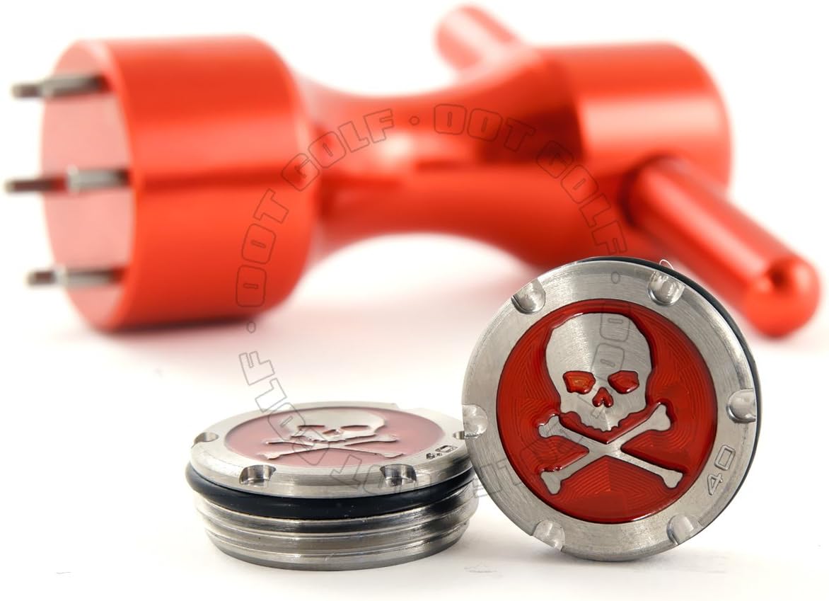 19th Hole Custom Shop 2 of 40g Deluxe Tour Style Weights for Scotty Cameron Putters + Wrench, Skull, Red