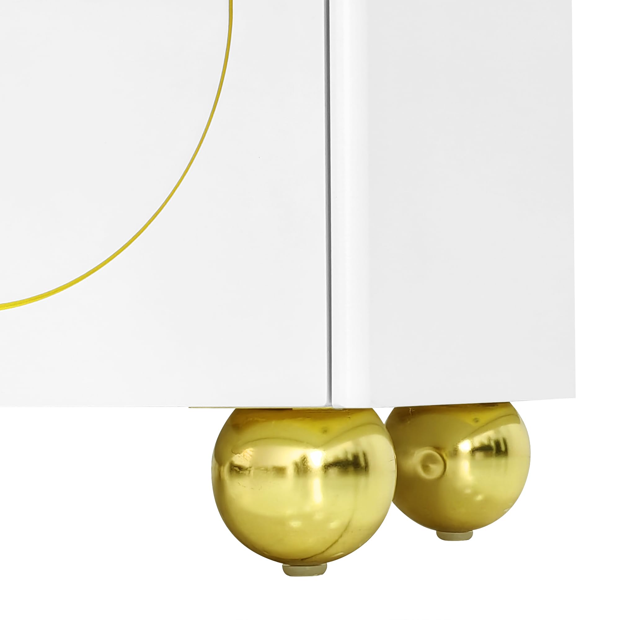 Mobile TV lowboard con ante strutturate, decorazioni dorate, gambe rotonde dorate, ripiani inclusi, push-to-open (bianco e oro, 170 x 38 x 44 cm)