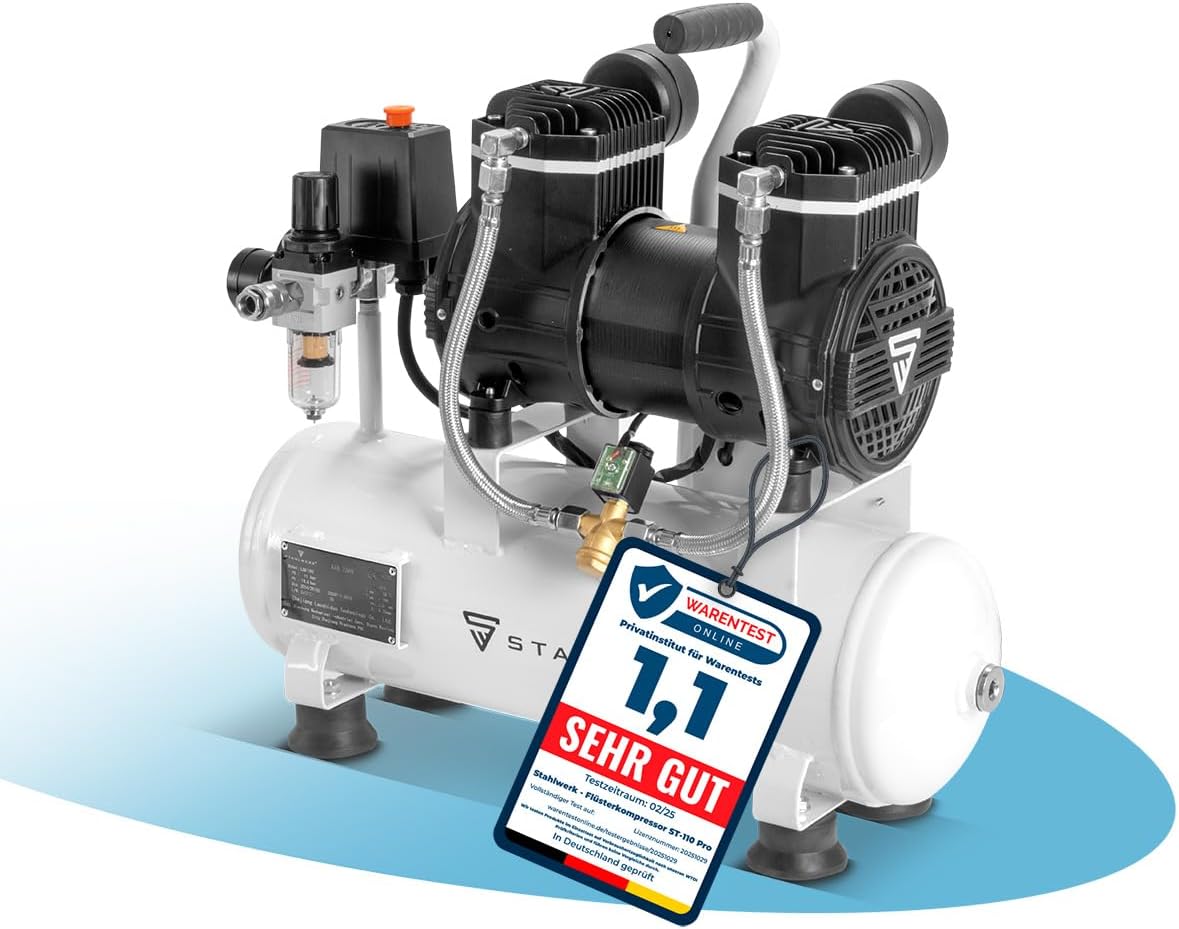 STAHLWERK ST-510 Pro Kompressor - 50L Tank ölfrei & Leise 10 Bar 420 L/min