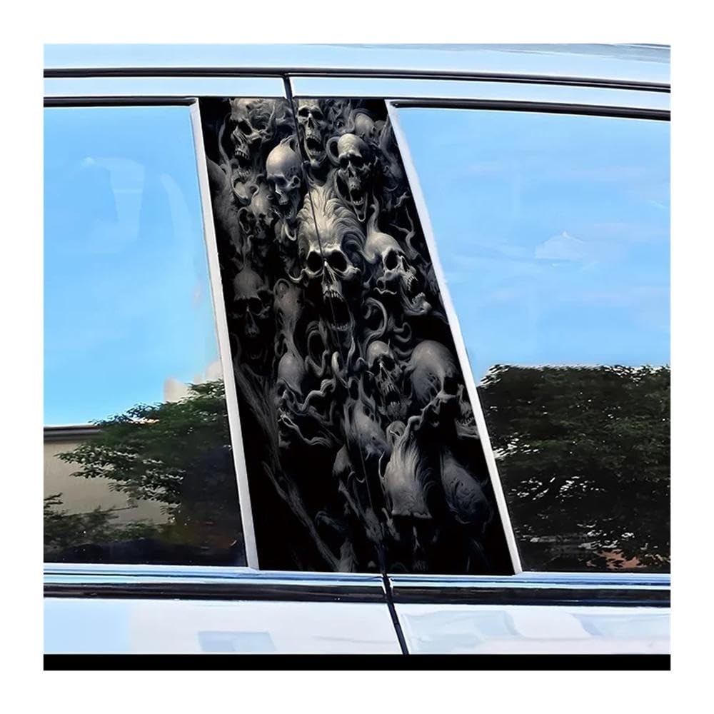 Decorative Items 2 Pieces of Car Door Pillar Decoration Sticker Skull Group Polyethylene Protective Film