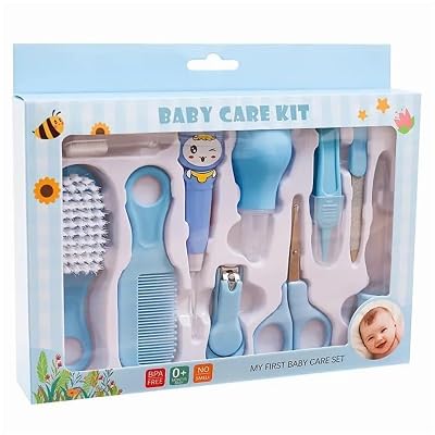 Portable Manicure Grooming Kit for New Born Baby|10 in 1 Healthcare Accessories Set to Keep Infants & Toddlers Clean|Per