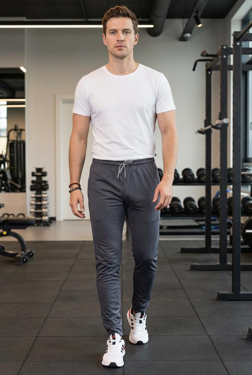 anand sarees Anand Men's Athletic Pants Running Workout Joggers Lightweight Gym Jogging Track Casual Trackpants with Pockets -AI_IST_TP222_XL Dark Grey-picture-25