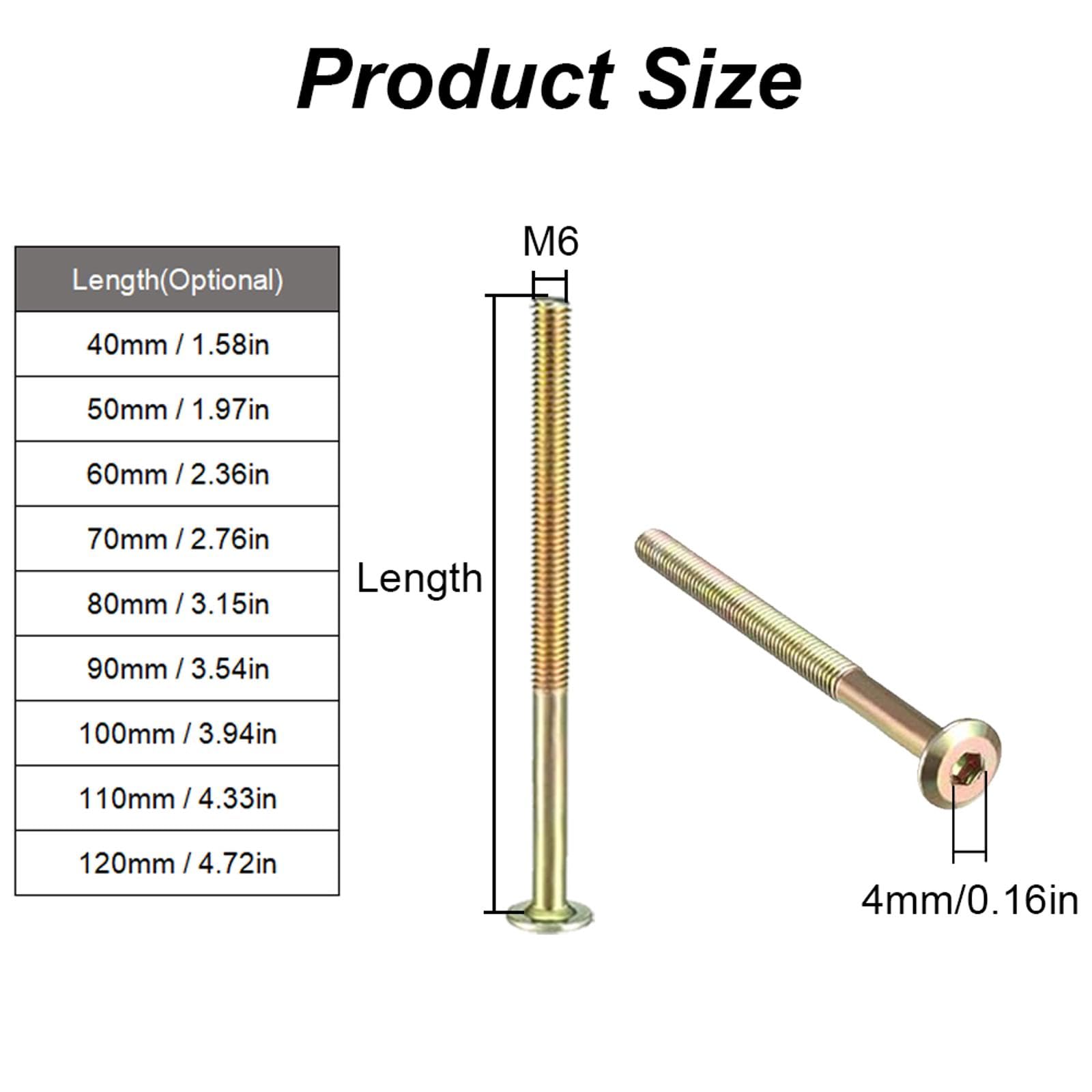 M6 x 100mm Furniture Bolts Nut Set - Image 2