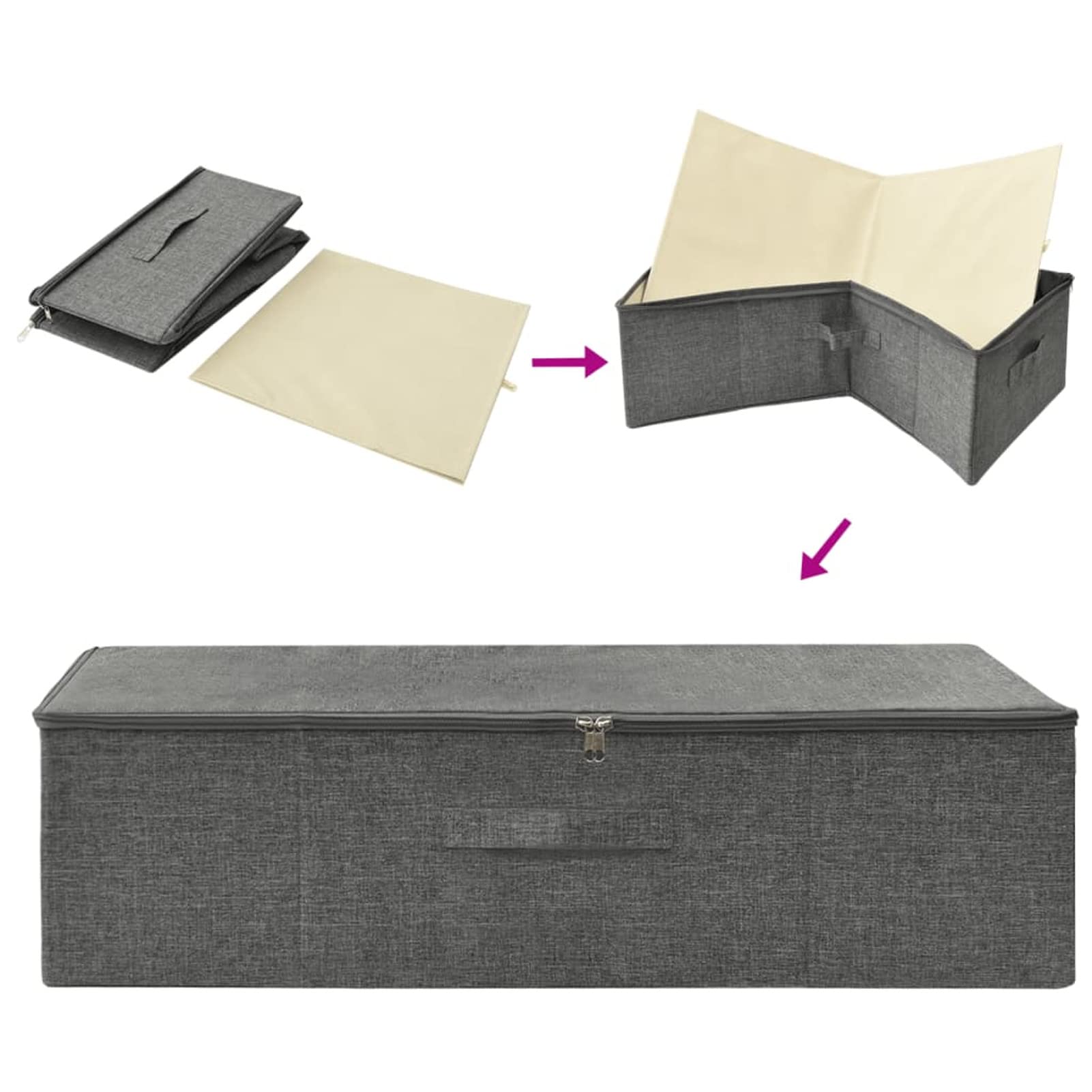 ZEYUAN Aufbewahrungsboxen 2 STK Spielzeugkiste, Aufbewahrungskiste, Kleideraufbewahrung, Kleideraufbewahrung & Organisation, Stoff 70x40x18 cm Anthrazit