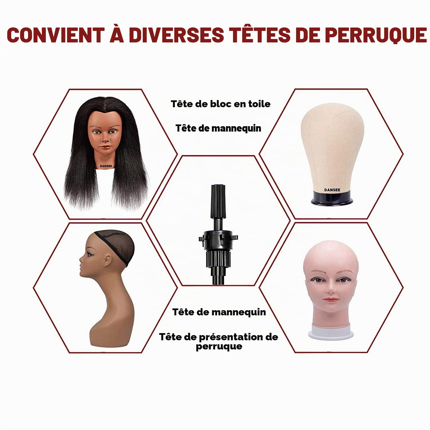 Trépied de Coiffure, DanseeMeibr Plus Antidérapant réglable (24-64Inch) trepied tete a coiffer Support Porte-coiffure en Aluminium pour Têtes d'exercice avec Sac de Transport