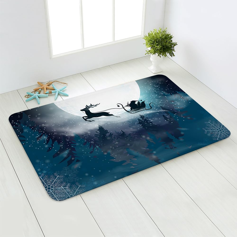 Felpudo Entrada Casa 60x90 cm Luna Azul Oscuro Felpudo Antideslizante Lavable Felpudo Exterior Felpudos Entrada Casa Alfombrilla para Pasillo Cocina Dormitorio Mascotas