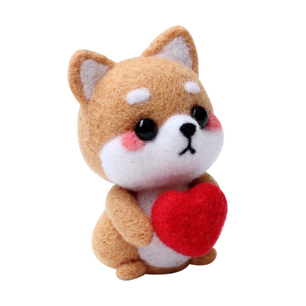 CHBC Heart Dog Needle Felting Kits Wool Felt Craft DIY Unfinished Poked Set Handcraft Needle Material Bag