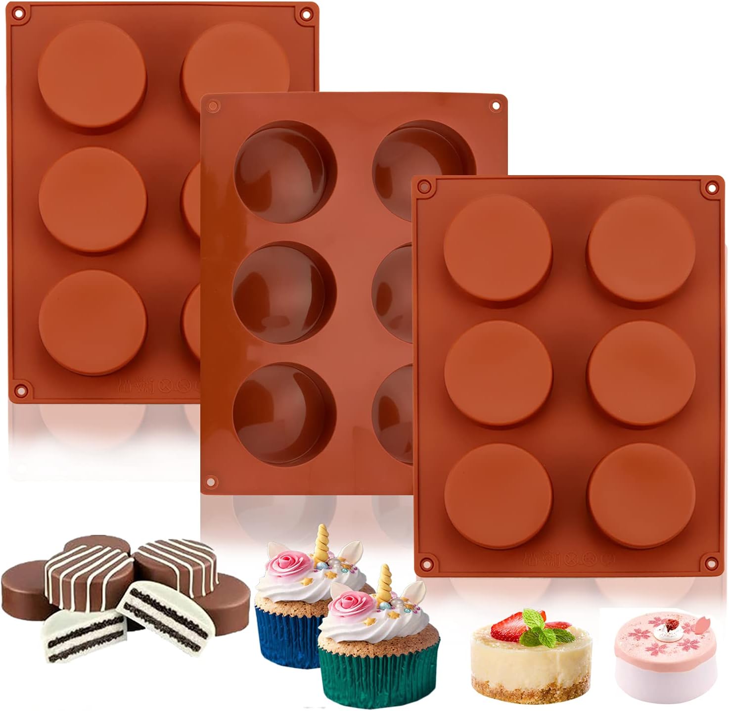 Oreo Molds Silicone, Non-Stick 12-Cavity Round Silicone Mold for Chocolate Covered Oreos, Chocolate, Jello