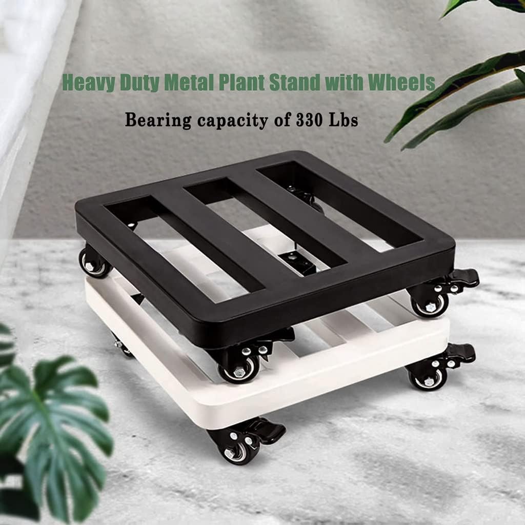 Caddies Square Plant Caddy With Wheels Heavy Duty Plant Dolly Outdoor Rolling Plant Stand With Brake Casters, Metal Plant Roller Base Indoor For Heavy Pots 330 Lbs ( Color : Black , Size : 18inch )