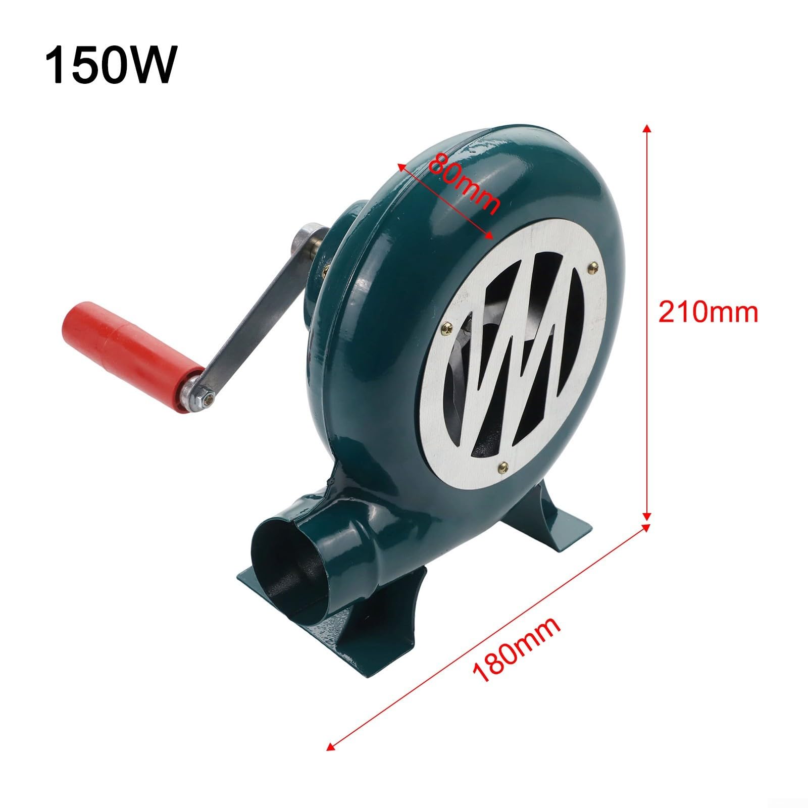 Soffietto manuale a manovella, ventilatore ad aria in ferro, per barbecue, accendifuoco, carbone di avviamento, pompa ad aria per falò, pompa ad aria per cucinare all'aperto, camino portatile (150 W)