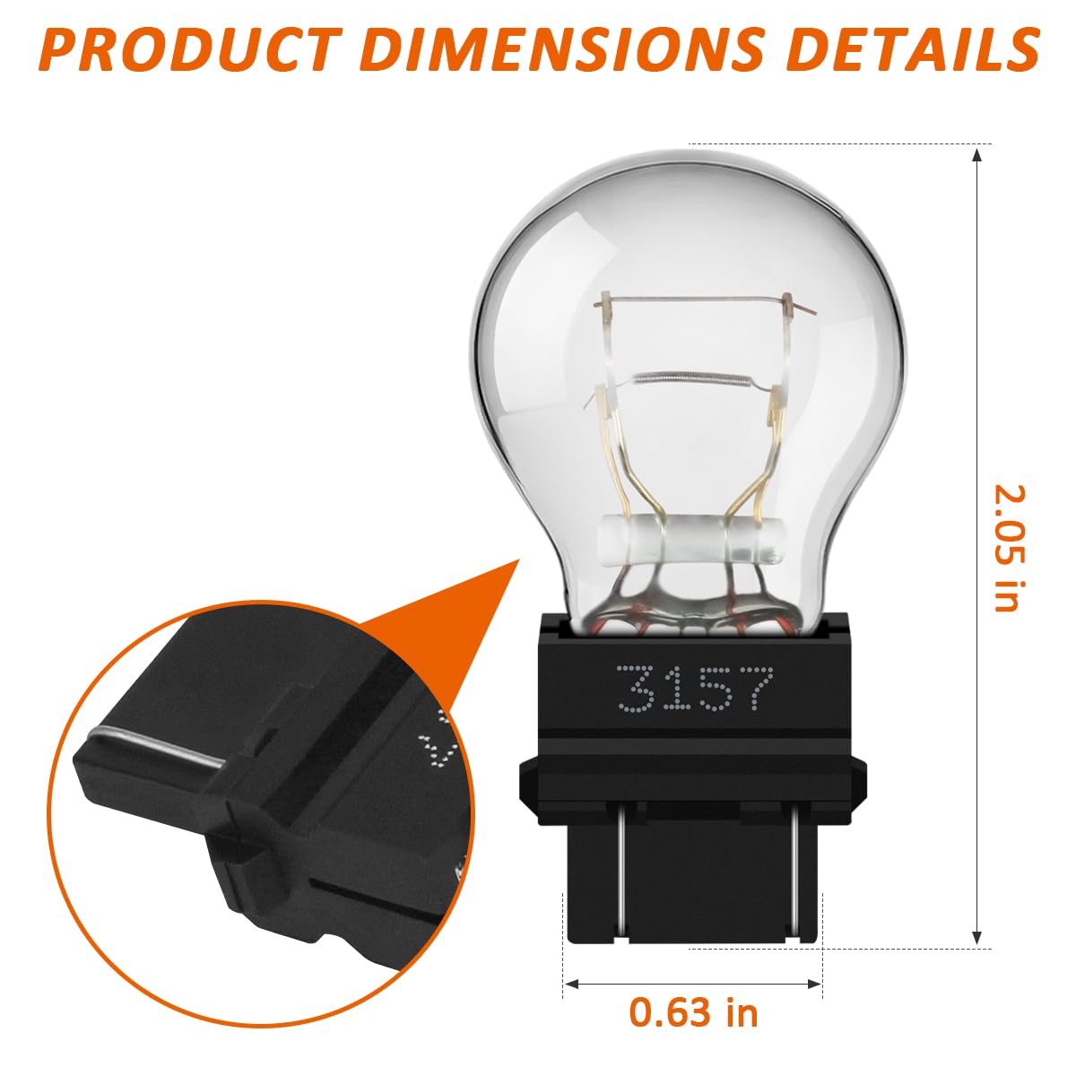 2 Pack 3157 Tail Light Bulb, 12V 3000K/P27-7W Brake Light Bulb, Replacement for Cars,Trucks,SUVs Halogen Rear Turn Signal Bulbs/Long Life Miniature Bulb - 2