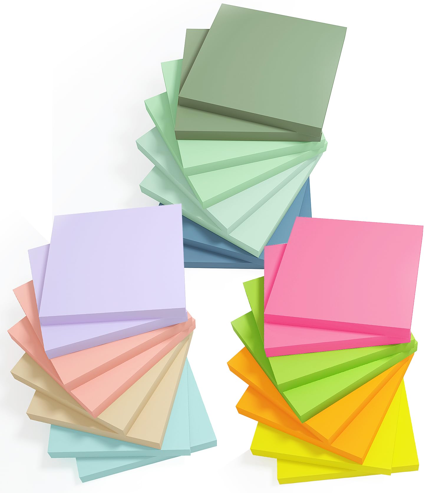 （24 Pads） Rhawom Sticky Notes,3x3 in Colorful Post Notes,Super Sticking Power,12 Aesthetic Colors,Pretty Sticky Notes 45 Sheets/pad,Bulk Pack image 3