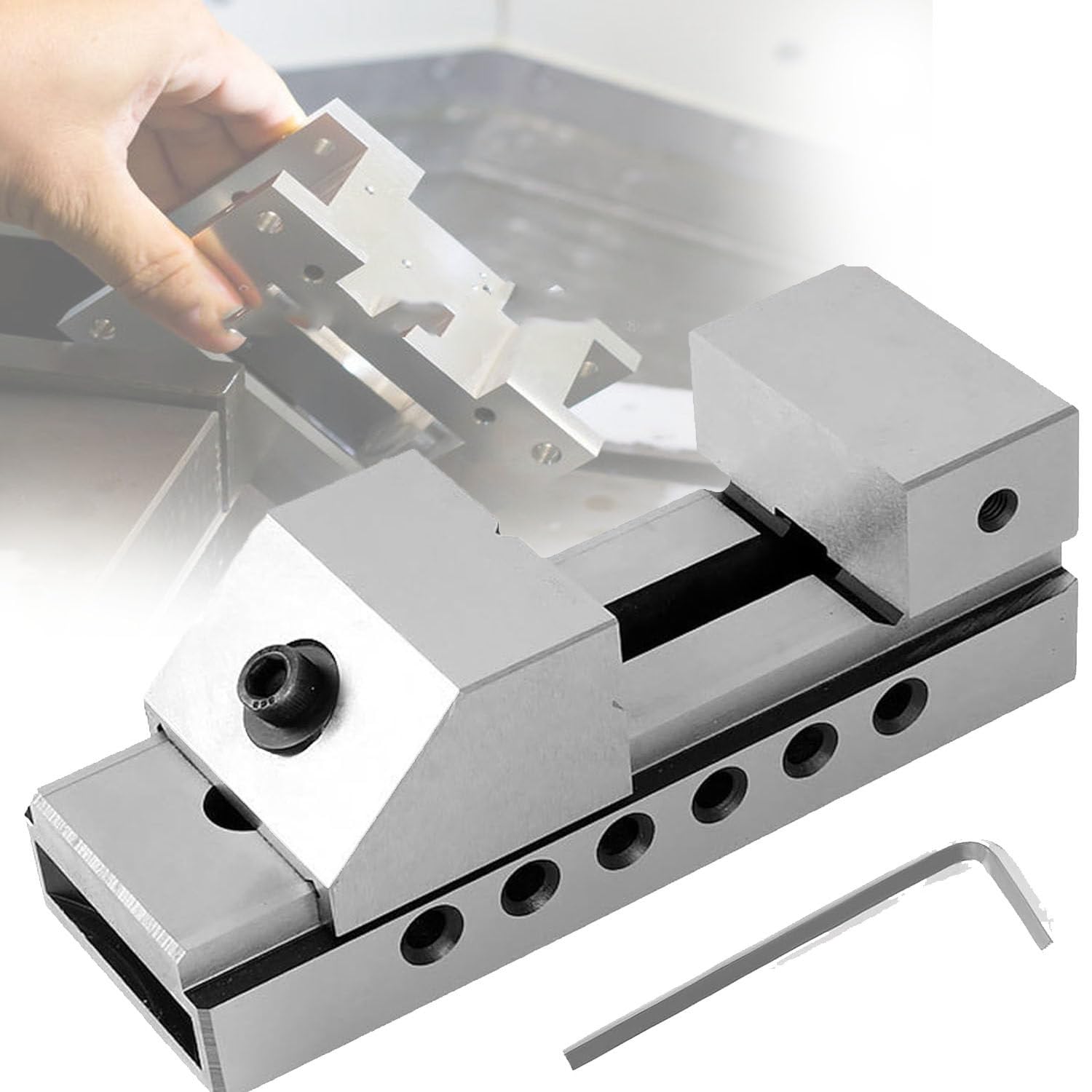 XNXYSMKJ Industrial Clamping Vice Flat Clamp Vise,High Precision Milling Vice Accuracy,0.005 Bench Clamp Vise,For Milling Drilling Machine,Precision Parts Finishing (3inch)