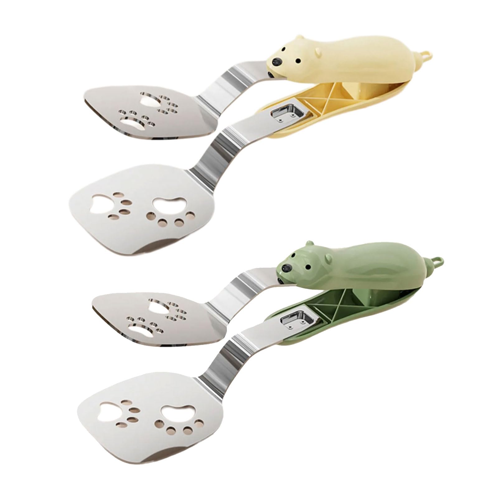 Tsophreniq 304 Stainless Steel Double Head Food Spatula and Tongs Combo for Flipping Fish Steak Eggs Pancakes Ergonomic Fish Flipping Spatula