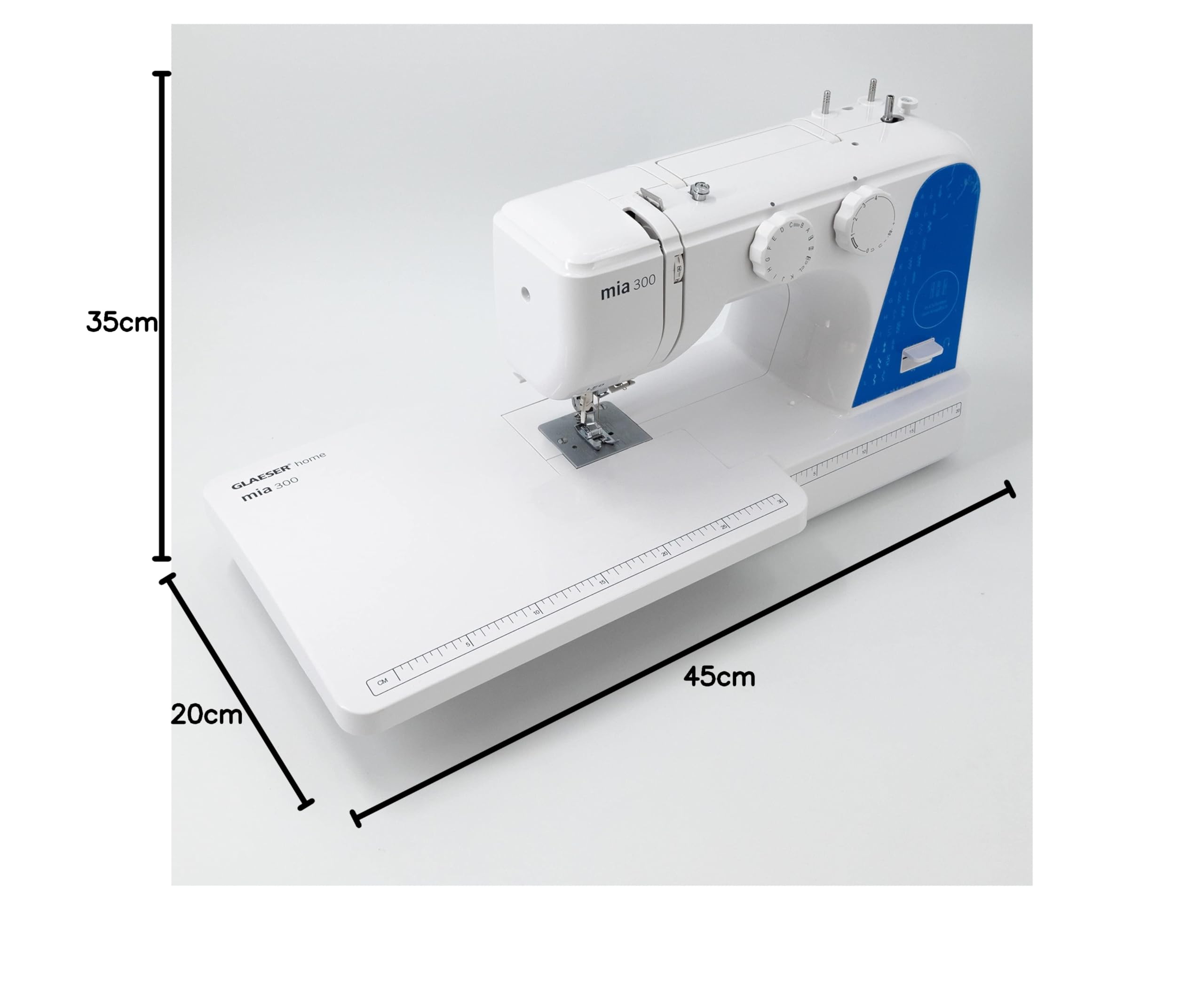 GLAESER Home Maquinaria de coser | Máquina de coser para principiantes y máquina de coser overlock | Fácil manejo | Máquina de coser digital (máquina de coser (Mia300) + accesorios)