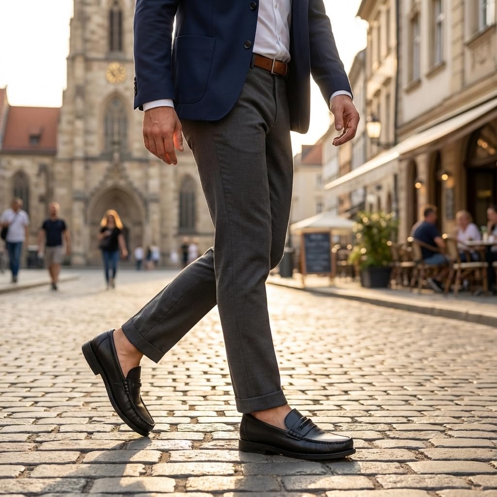 Zapatos Mocasines Hombre Cuero y Nobuck: Estilo Castellano de Vestir sin Borlas. Suela Dura Resistente y Acabado Brillante o Mate. Ideal Traje Boda y Uso Diario. Diseño Italiano Clásico y Moderno