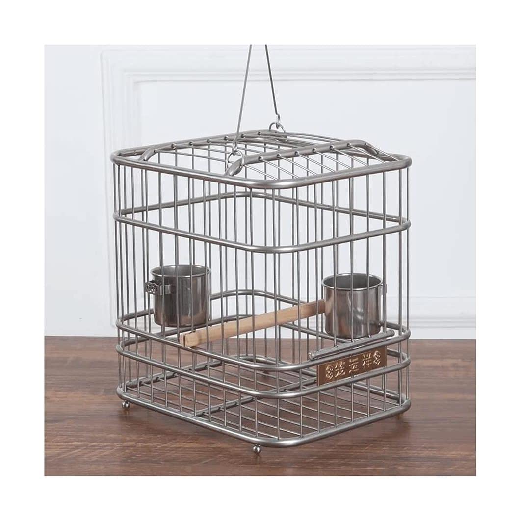 HTTGDGDH Birdcages Wrought Iron Birdcage With Handle Hanging Bird House Carrier Portable Bird Cage Silver Bird Cages For Home Crate,S