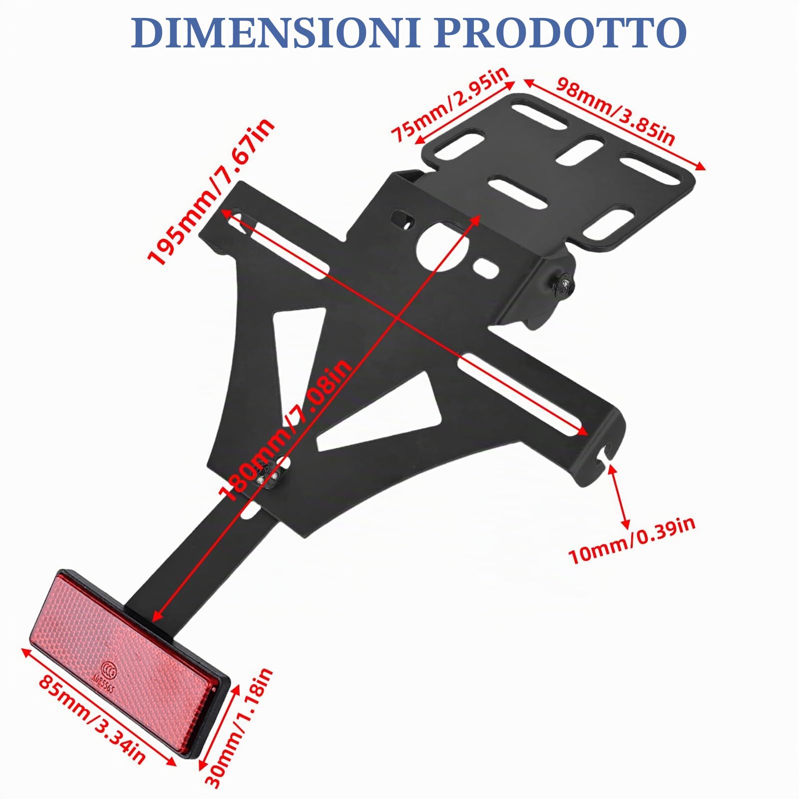Porta targa moto: Porta targa universale regolabile, supporto per licenza con luce di riconoscimento per la maggior parte dei modelli di moto più diffusi