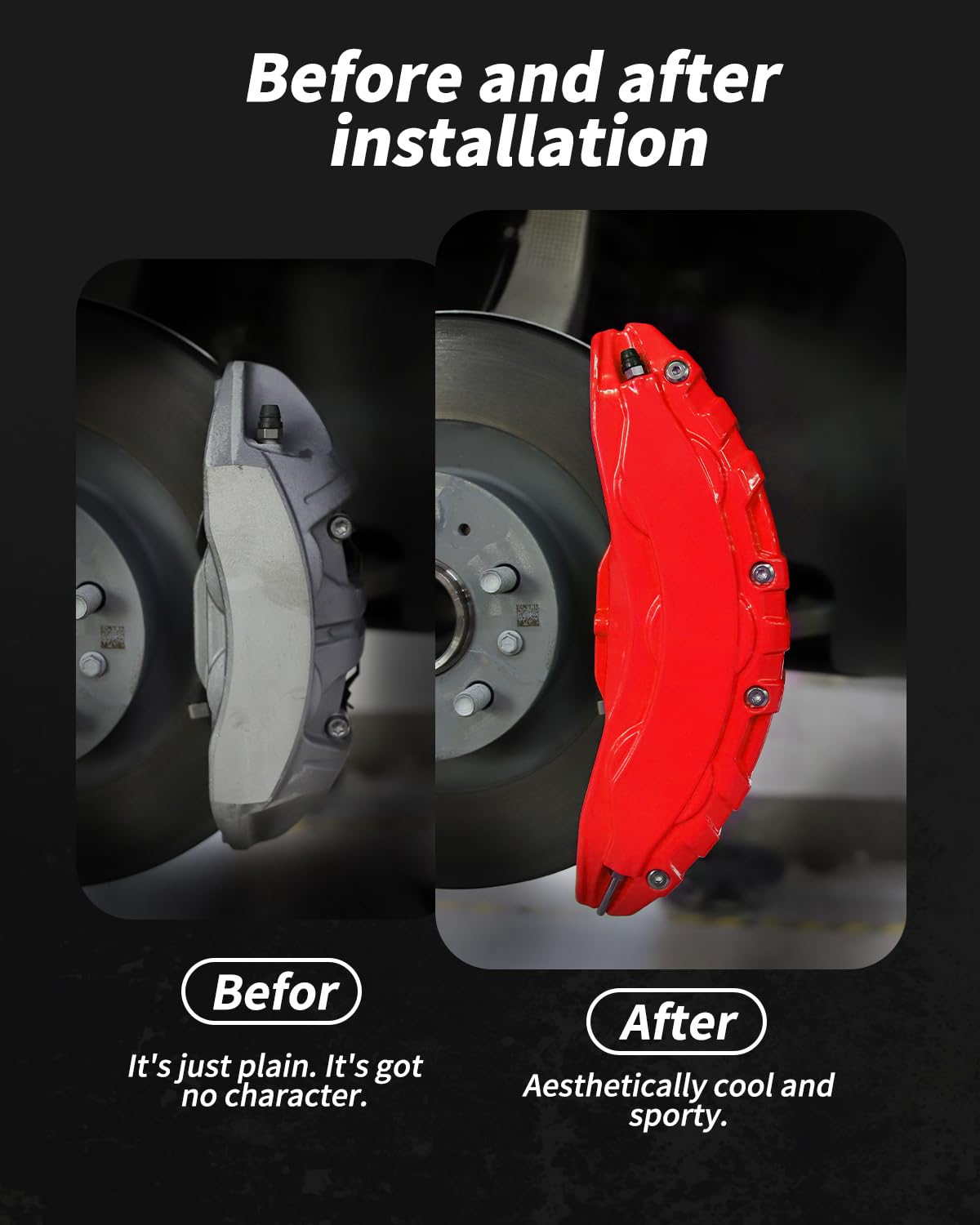 Cubierta de pinza de freno adecuada para 2020 2021 2022 2023 2024 2025 Tesla Model Y Accesorios Tamaño de rueda 19 pulgadas 20 pulgadas Protector de pinza de freno rojo (Rojo)