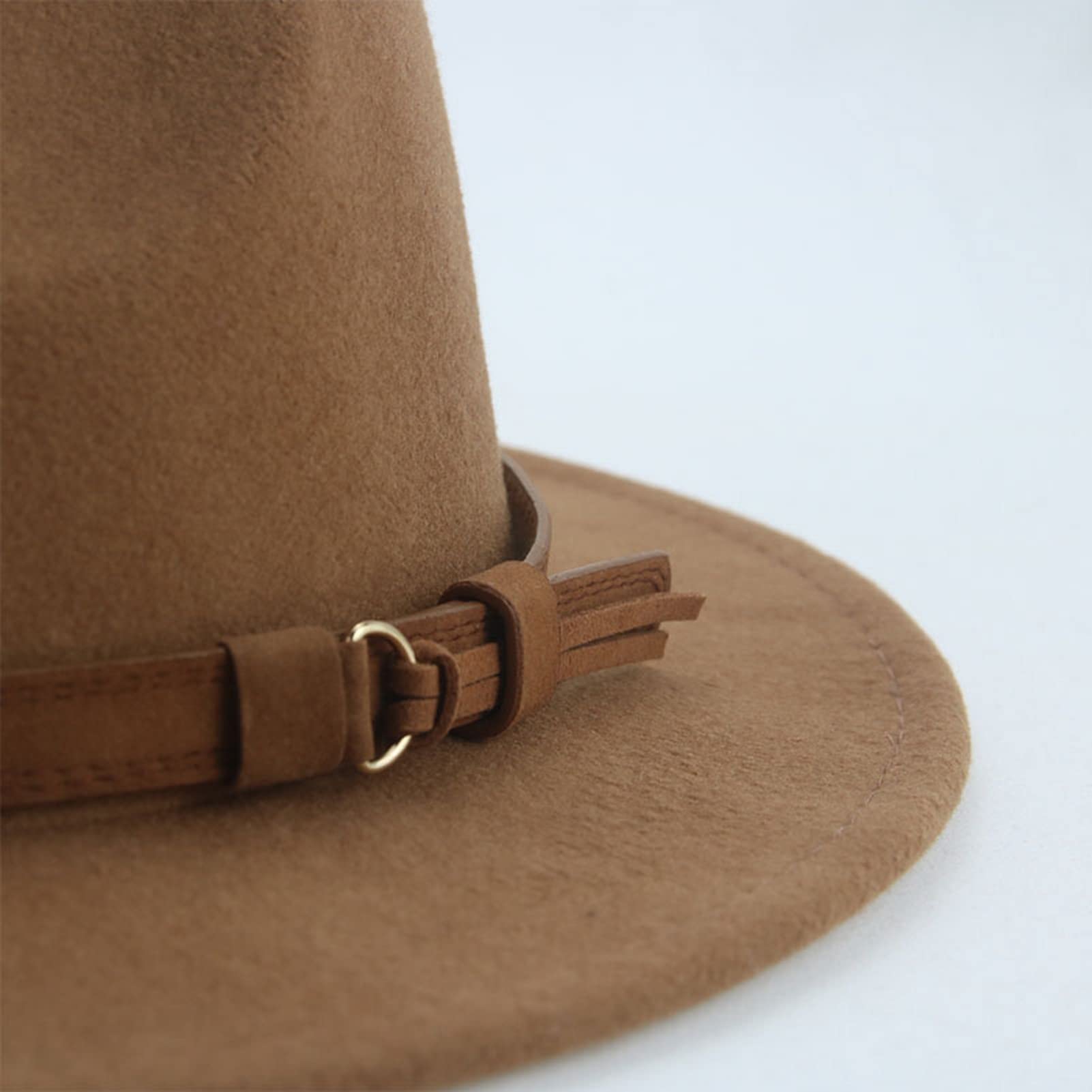 Faringoto Fedora Chapeau vintage en feutre de laine pour femme Unisexe Large bord