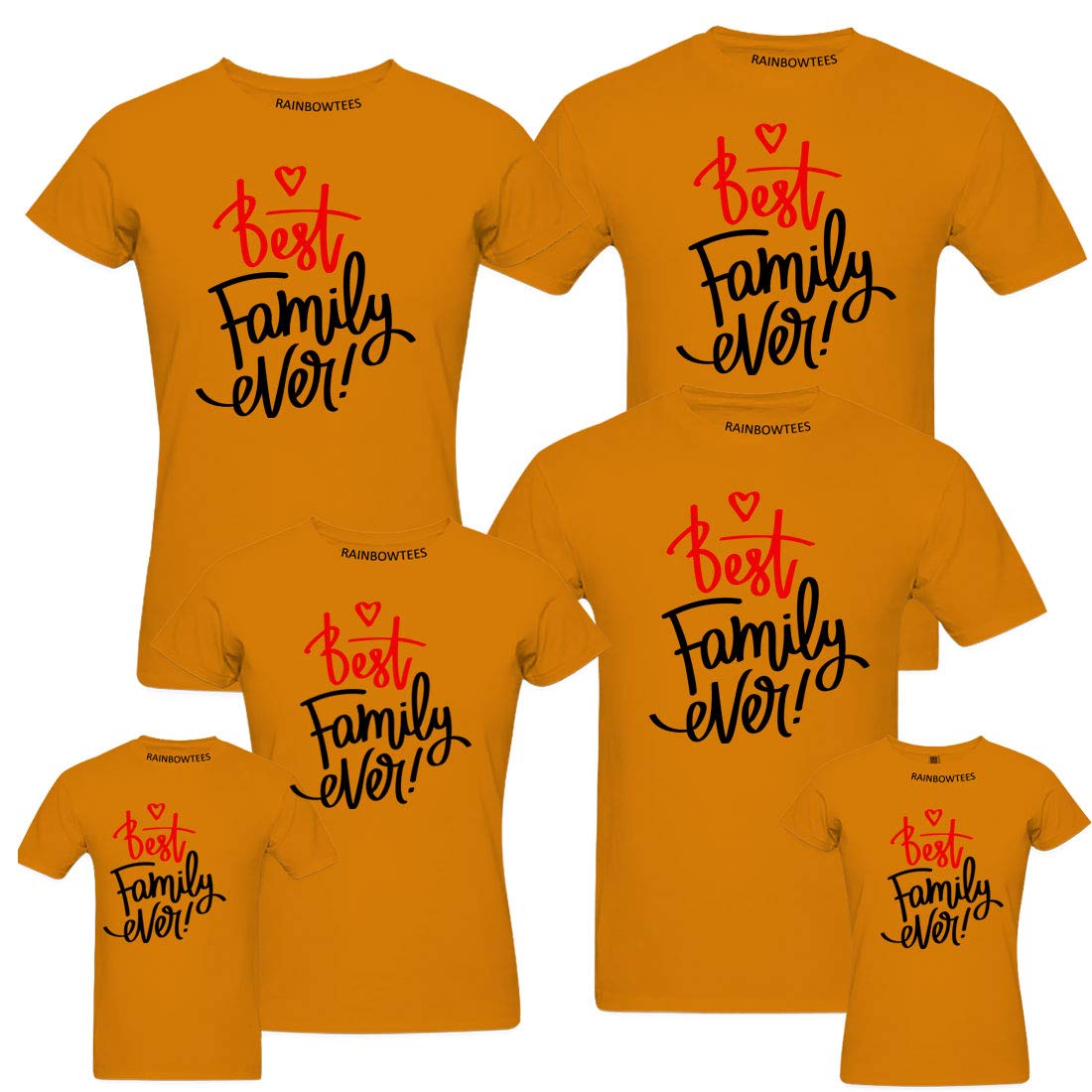 RAINBOWTEES Set of 6 Best Family Eever Group of Family t-Shirts Men and Women for Kids (Mustard, Mail The Sizes to Gangsters.4006@gmail.com)