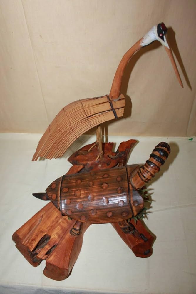 昭和レトロ ブロンズ 金属工芸 鶴と亀の置物 木製 螺鈿 台座付き 縁起物装飾品 Amazon.co.jp: 珍品 竹細工 鶴と亀 木製台 置物 中古品 : ホーム