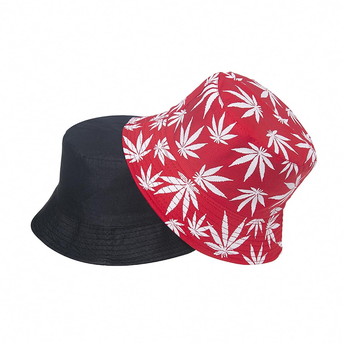 Punk - Gorras de pescador con diseño de hojas rojas, color negro, verde, rojo, para hombre