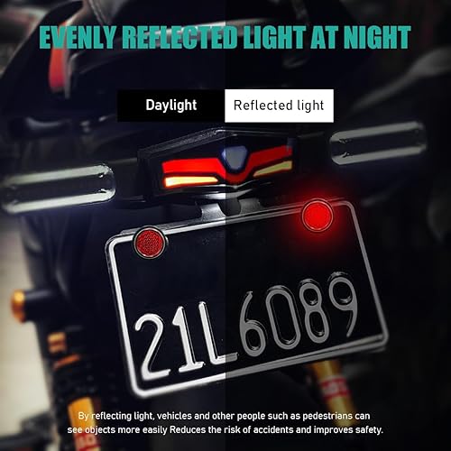 Miniatura 5 de Suvnie Reflector rojo de 6 piezas, reflector redondo para marco de matrícula con montaje de tornillo M5, mini tornillos de perno de etiqueta