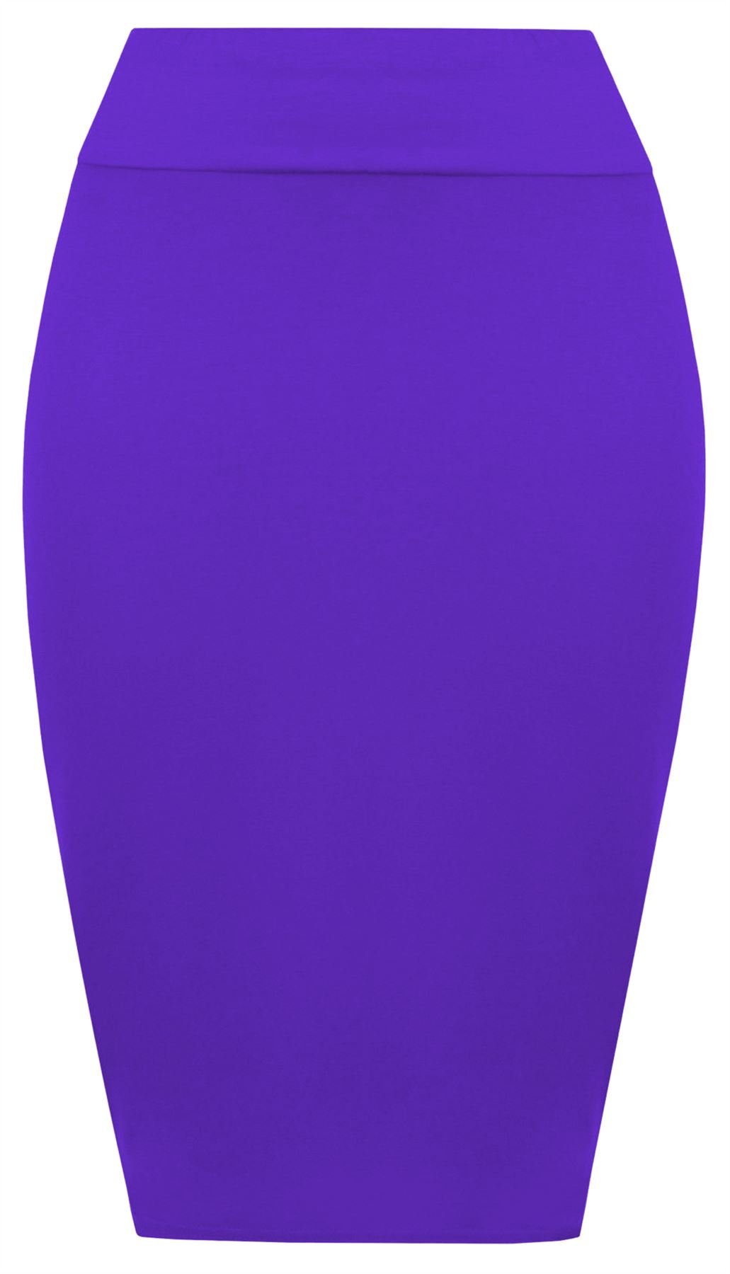 Fairy Trendz Women's Purple Knee Length High Waist Pencil Skirt Stretch Bodycon Midi Skirt
