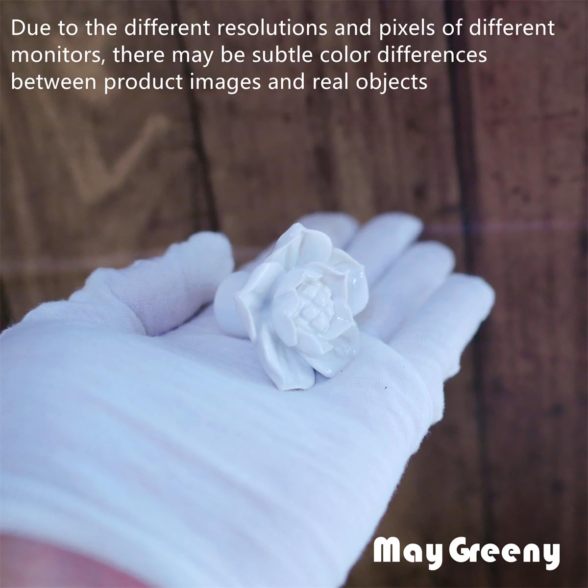MayGreeny 6Pcs Ceramic Flower Cabinet Knobs Vintage Kitchen Drawer Pull Handles Door Knob for Dresser Cupboard Wardrobe Kitchen (White) - Image 3