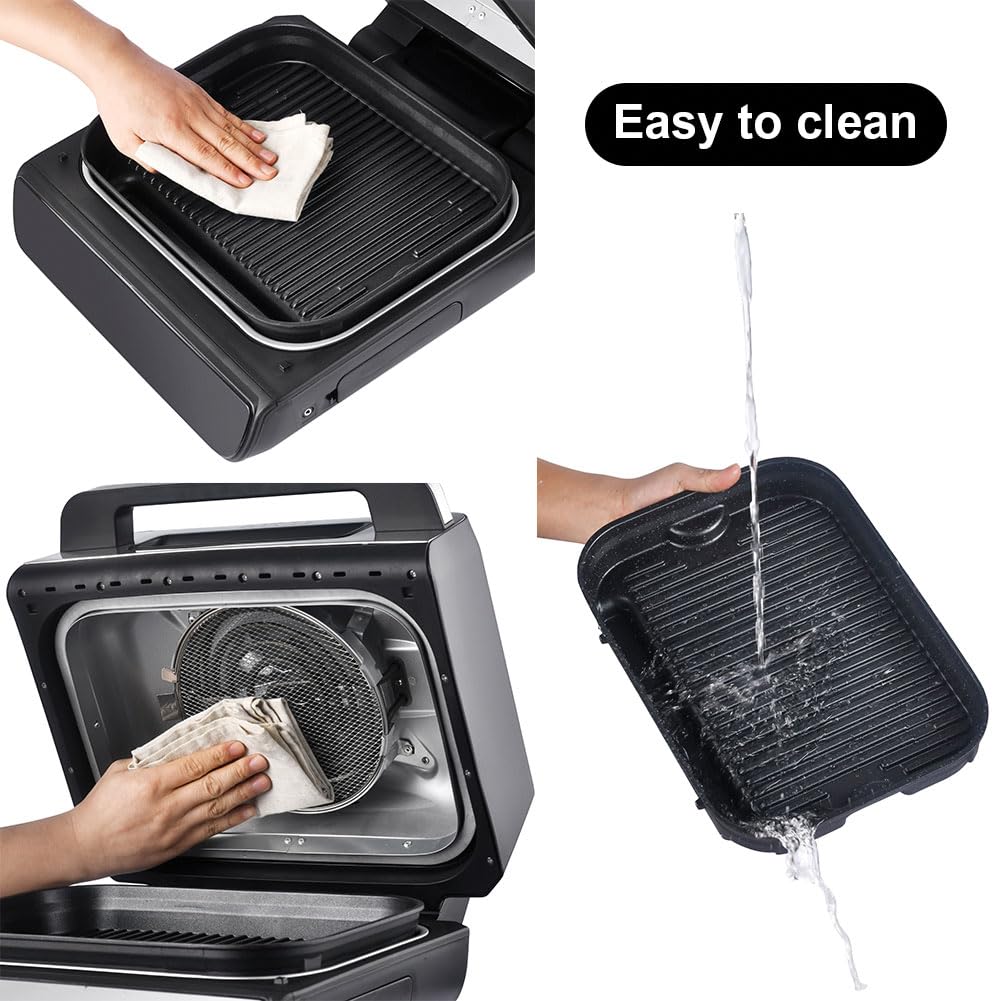Bakaji Friggitrice Grill Bistecchiera Senza Olio Airfryer Frigge Cuoce Arrostisce in modo Naturale e Salutare Potenza 1800W con Timer e Regolazione Temperatura con Sonda (6 Litri)