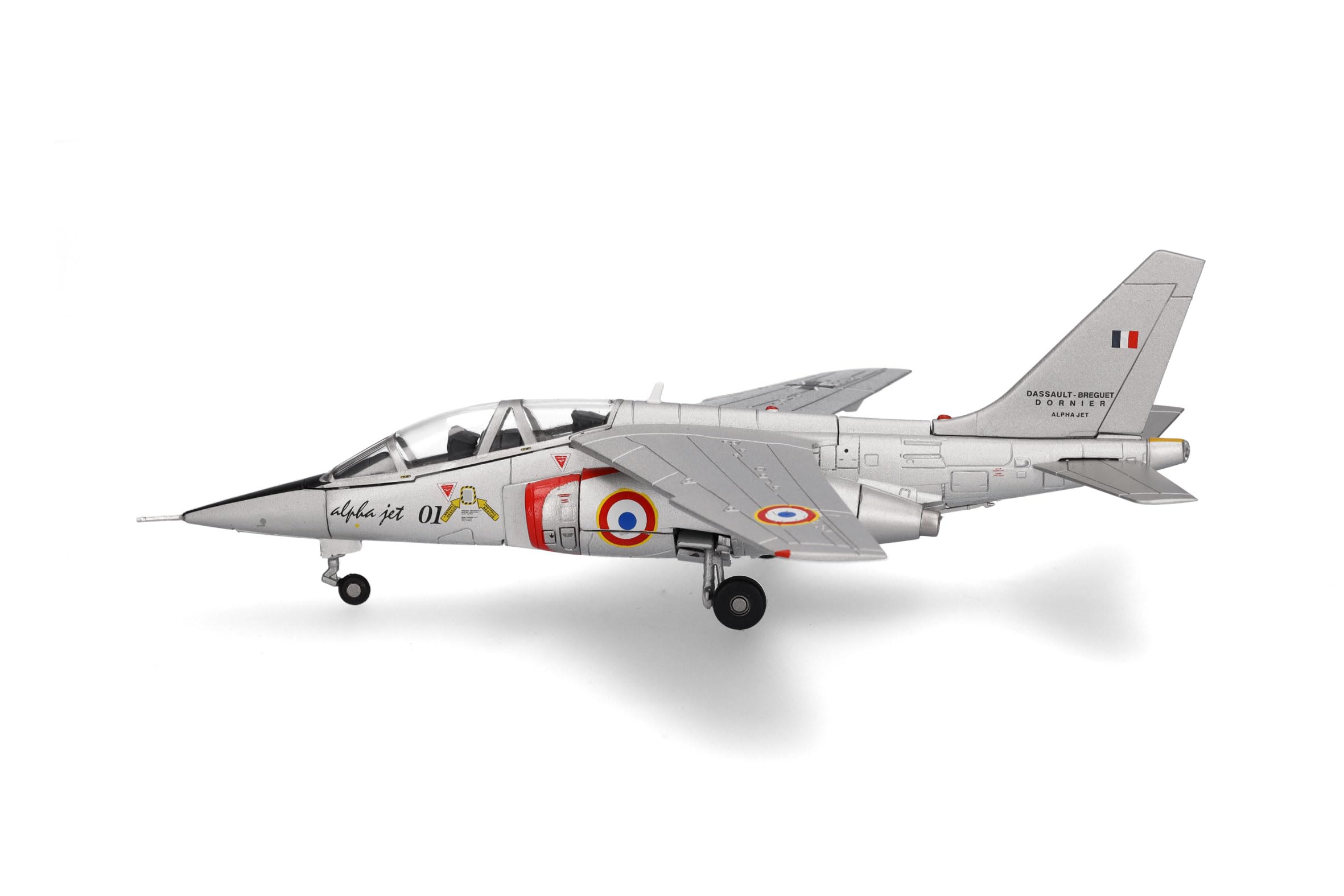 Herpa Modellflugzeug Alpha Jet 01 Prototype, Miniatur im Maßstab 1:72, Sammlerstück, Modell ohne Standfuß, Metall
