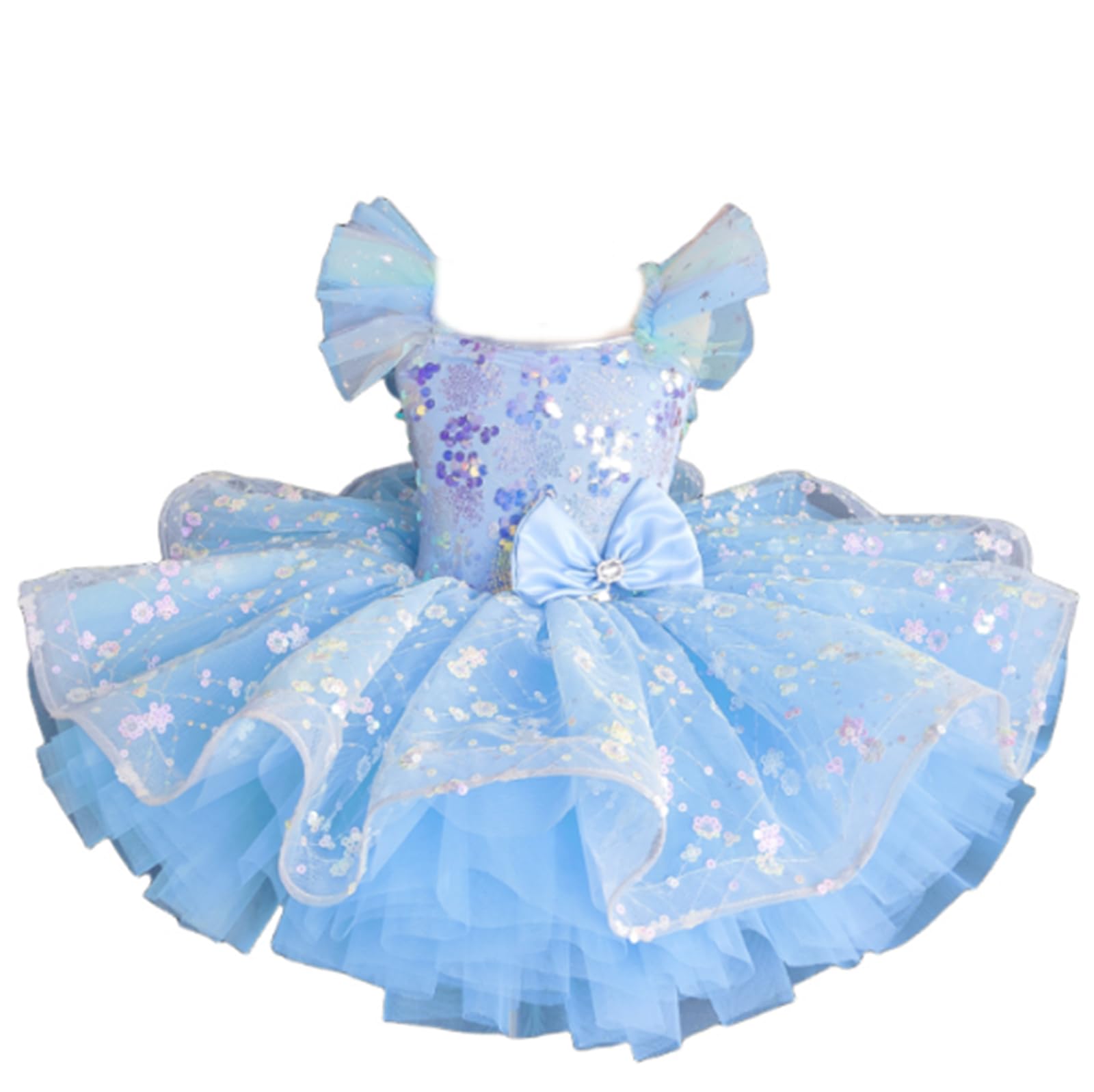 Ballerina-Kostüm für Mädchen, Tüll-Tutu, Ballett-Wettbewerbskleid | Tutu Kinderkostüm Kleiner Schwan mit Rüschenärmeln Spitze Stickerei und Pailletten