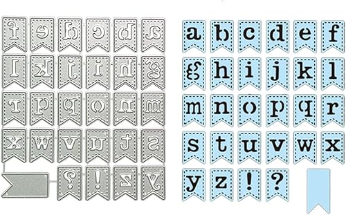 Miniatura 8 de Plantilla de bandera de alfabeto, troqueles de corte de acero al carbono, álbum de recortes, álbum de fotos, grabado, tarjetas de papel, plantillas,