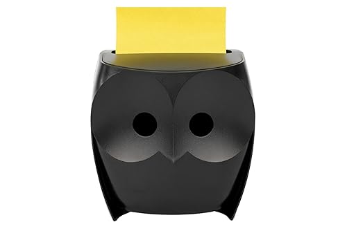 Post-it Note Dispenser, Sticky Note Holder, Black Owl Design, Includes