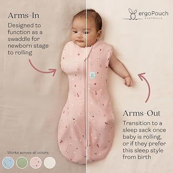 ergoPouch Cocoon Swaddle Sack 1.0 TOG - Baby Sleep Sack, Gentle Snug Fit Helps Calm Startle Reflex, Ideal for Arms In/Out Sleeping, Soft Breathable Fabric for Better Sleep (0-3 Months, Willow)