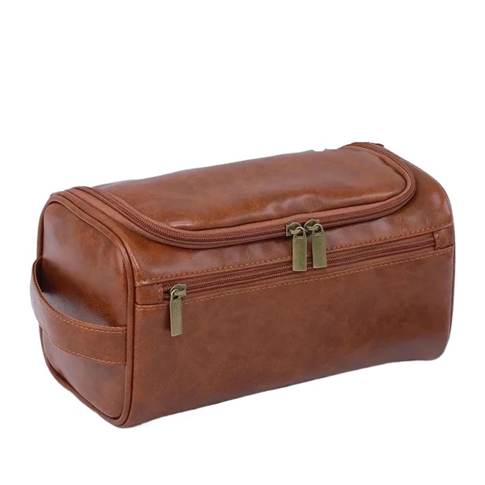 Kosmetiktasche Vintage-Tasche, Kulturbeutel for die Reise, notwendige Kosmetik- und Make-up-Etuis, for Aufhängen, Aufbewahrung, Organizer, Kulturbeutel(PU-Brown)