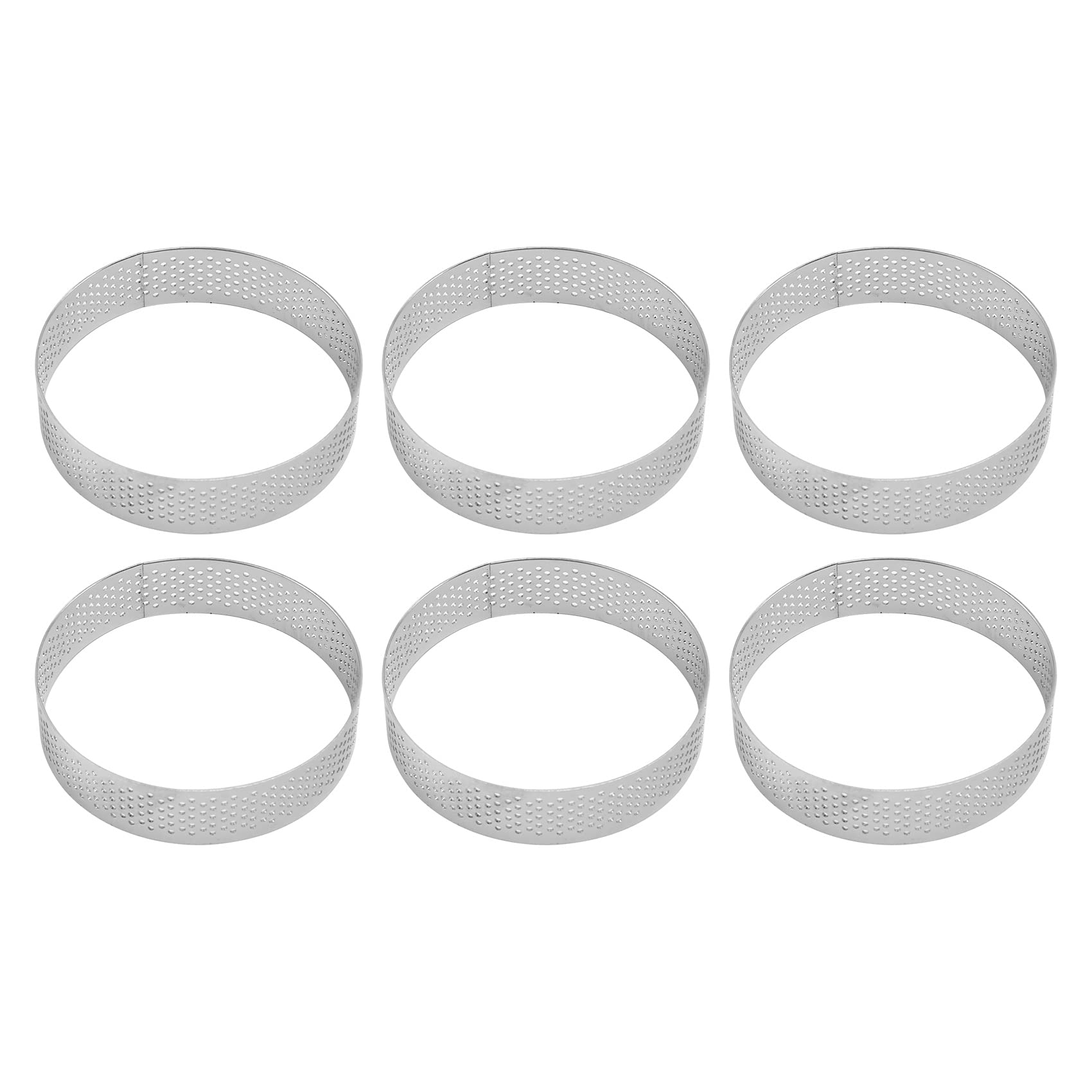 CTRLZS 6 Pack Stainless Steel Tart Rings, Heat- Perforated Cake Mousse Ring,Cake Ring Mold,Round Cake Baking Tools