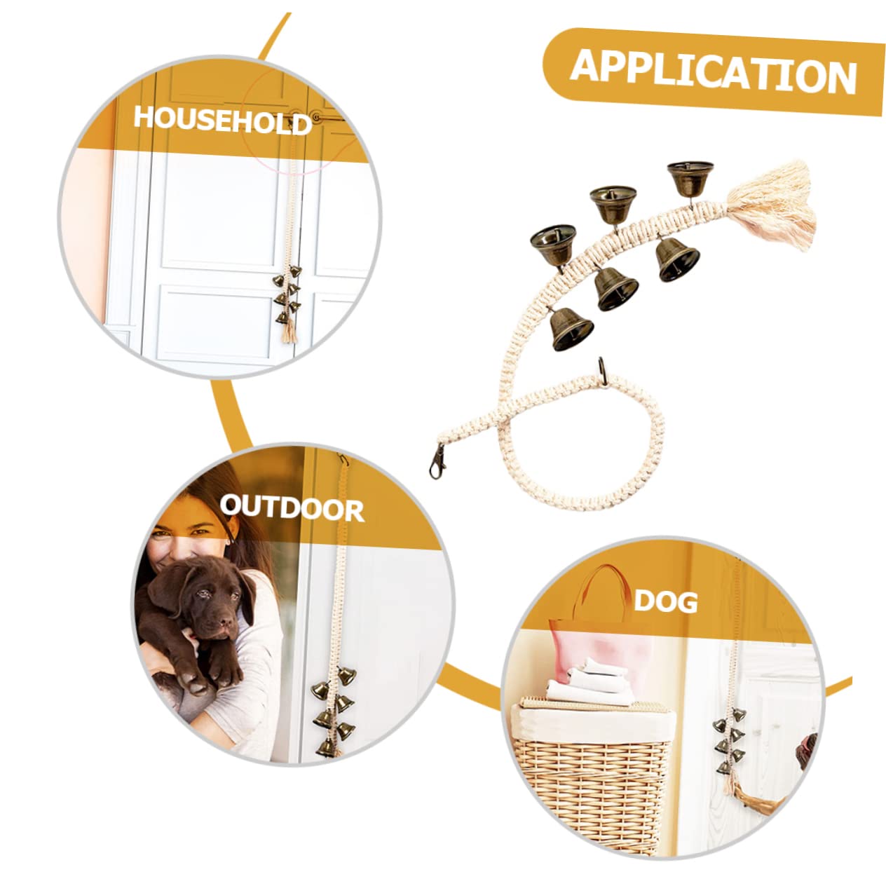 COLLBATH 2piezas Cadena De Timbre para Entrenamiento De Perros Cadena De Timbre para Salir Accesorio De Housetraining para Mascotas para Puerta Principal y Baño