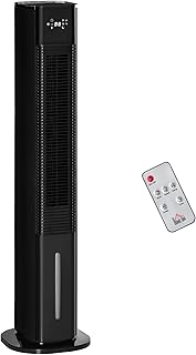 HOMCOM 42" Portable Air Cooler, 6L Tank Humidifier Evaporative Ice Cooling Fan Water Conditioner Unit with 3 Modes, 3 Speed, Remote, Timer, Oscillating for Home Bedroom, Black