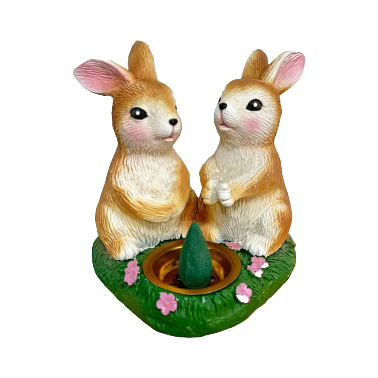 JAMIEKA Cute Resin Rabbit Statue Cones Incenses Burners Easter Home Decors Sculpture for Meditations and Relaxation