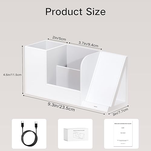 Miniatura 4 de Soporte multifuncional para lápices, organizadores de escritorio y accesorios con 4 compartimentos para suministros de arte de oficina, cargador de