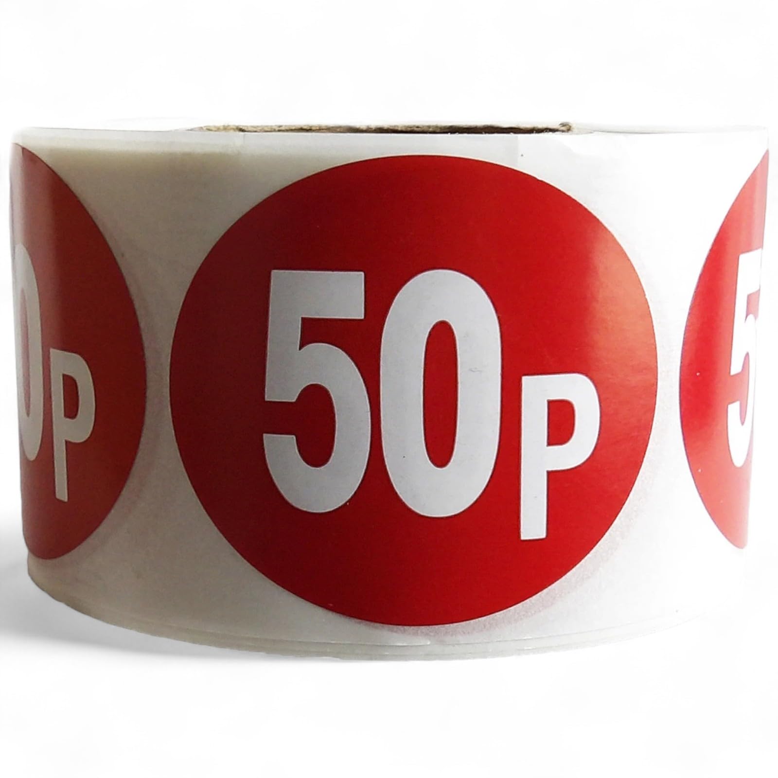 45mm Red Price Stickers Roll – 500 Self-Adhesive Labels for 50p to £100 – Retail, Market Stall, Garage Sale, Product Tagging – Easy Peel Design for Quick Application (50p)