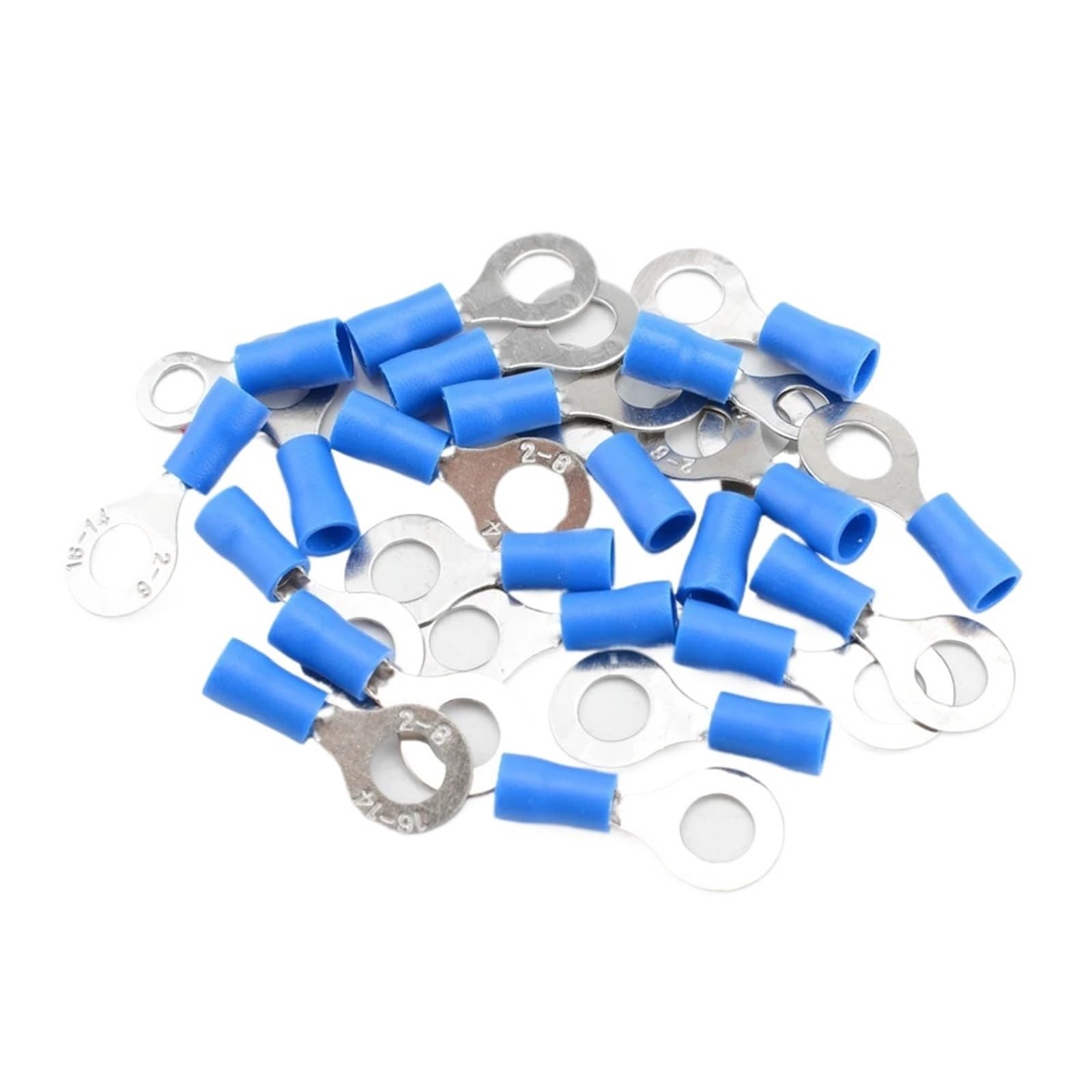 Cqahdsevf Rv2-6 Blue 50Pcs Electrical Ring Terminals, 100Pcs Multicolor Insulated Ring Crimp Terminals 22-16Awg For Auto Motorcycle Marine(Rv2-6 Blue 50Pcs)