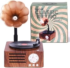 Bigsmall Retro Gramophone Bluetooth Speaker Premium Retro-Style Portable Decorative Speaker with Hands-Free Calling, Rich Sound Quality, 6-Hour Battery Life (6-Month Warranty)
