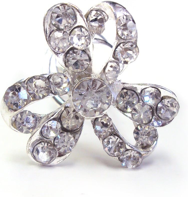 Bridal Wedding Bridesmaid Flowergirl Prom Beautiful Elegant Clear Ribbon Flower Hair Twist Pin