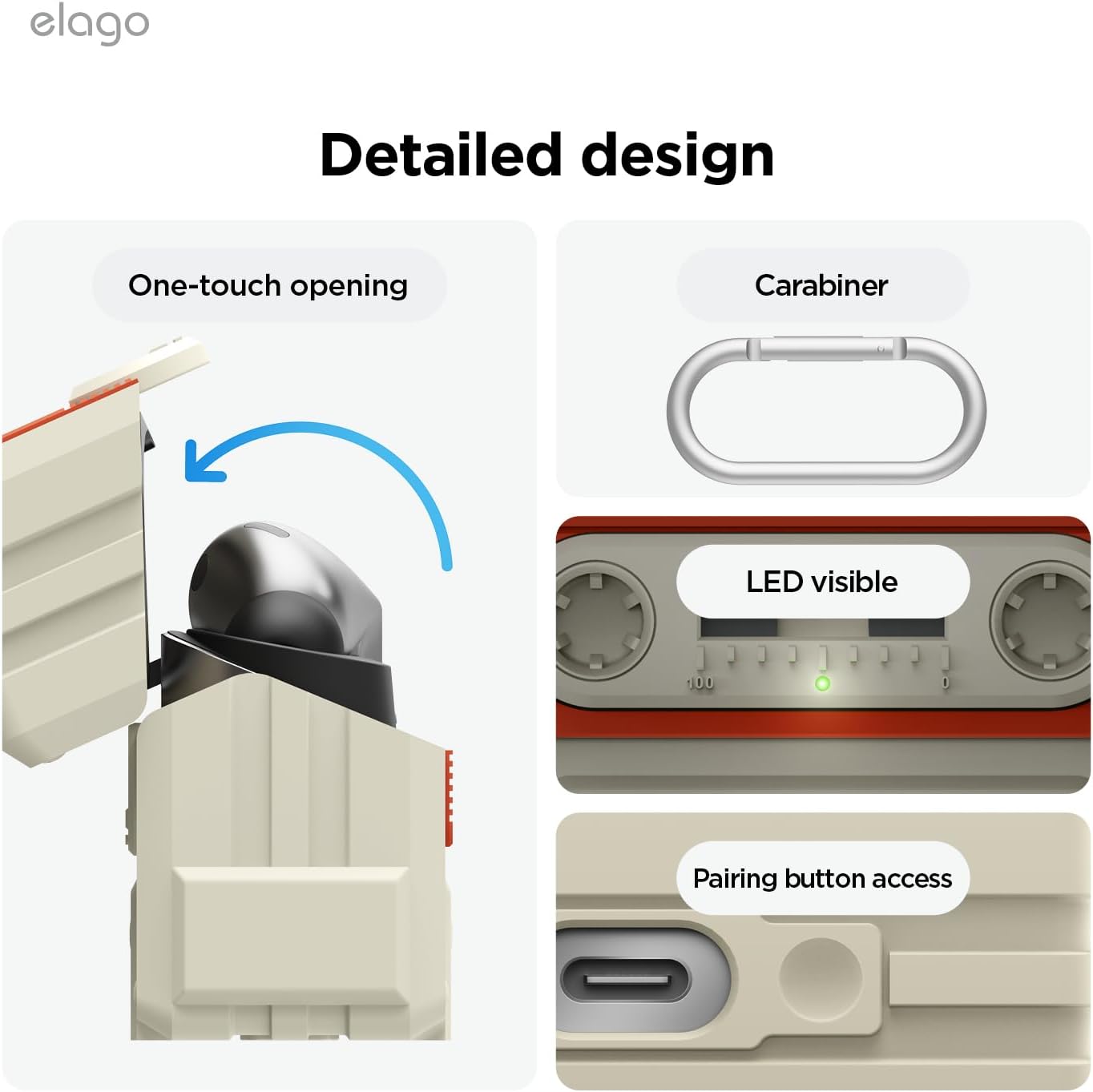 elago Compatible with Samsung Galaxy Buds 3 Pro & 3 & 3 FE Case, Cassette Tape Design Cover with Carabiner, Full Protection, Headphone Accessories, for Men, for Women - Image 6