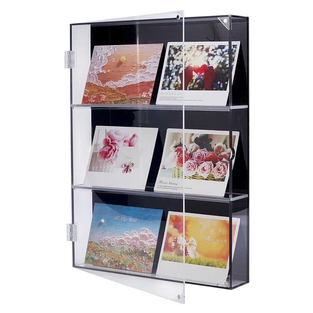 UNICRAFTALE Baseball Cards Displays Cases Acrylic Sports Card Display Frame 3-Tier Wall Mounted Baseball Trading Card Display Case Wall Organizer for Football Basketball Gift Collection